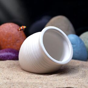 Betta Fish Tank Accessories Decor Hideaway Landscape Ceramic Jar Ornament Aquarium Decorations Shrimp Shelter Cave Hideout for Amano Cichlid Bonsai to Spawn (Large) in Kuwait