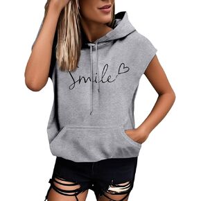 Sleeveless Hoodies for Women Y2K Casual Lightweight Loose Fit Tank Tops Workout Gym Pullover Sweatshirt with Pockets in Kuwait