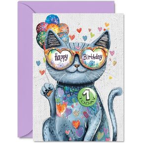 Stuff4 10th Birthday Card Girl - Purrfect Cat Balloons - Cat Birthday Card for 10 Year Old Girl, Age 10 Girls Birthday Cards Tenth Birthday Card, 5.7 x 5.7 Inch Cats Greeting Card in Kuwait