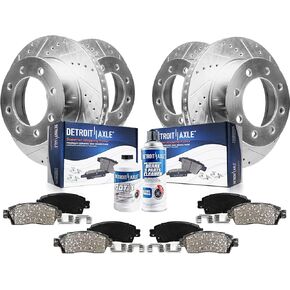 Detroit Axle - Brake Kit for 4WD 2008-2012 Ford F-250 Super Duty Drilled & Slotted Brake Rotors 2008 2009 2010 2011 2012 Ceramic Brakes Pads Front and Rear Replacement: Not Fit Models with Harley PKG in Kuwait