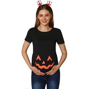 نساء هالوين قصير الأكمام الرسومية الحمل الأمومة قميص مضحك الوجه المنحوت in Kuwait