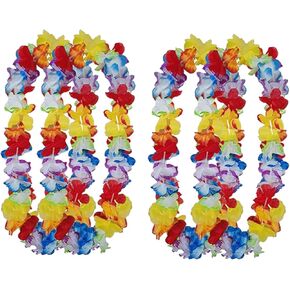Leis for Luau Party, 4Counts Hawaiian Necklaces for Tropical Bulk Flower Single Color Lei Set, Birthday Beach Party Orange Purple Pink White Accessories for Women Men (4Pieces-Orange) in Kuwait