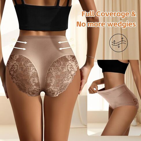 Tummy Control Underwear for Women High Waist Briefs Lace Openwork Panties Breathable Stretch Postpartum Shapewear in Kuwait