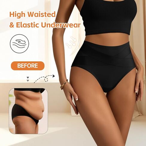 Tummy Control Underwear for Women High Waist Briefs Lace Openwork Panties Breathable Stretch Postpartum Shapewear in Kuwait