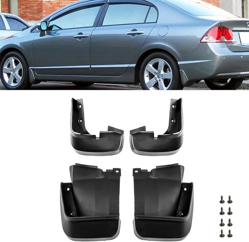 x xotic tech 4PCS Car Front & Rear Mud Flap Splash Guards Compatible with Honda Civic 11th Gen 2022 2023 2024 2025 Fender Flare Mudguard Dirt Slush Trap Protector w/Hardware Accessories in Saudi Arabia