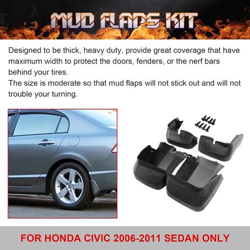 Xotic Tech 4PCS Front & Graph Flap Splash Guards Fender Flare Mudguard Dirt Slush Trap Protector W/Agructors Accessories Clim in Kuwait