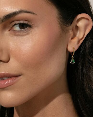 14K Gold Plated Birthstone Hoop Earrings for Women Hypoallergenic Dainty Small Diamond Emerald Green Blue Cubic Zirconia Drop Huggie Earrings for Mom Women Jewelry Birthday Gifts in Kuwait
