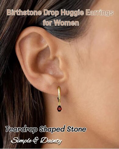 14K Gold Plated Birthstone Hoop Earrings for Women Hypoallergenic Dainty Small Diamond Emerald Green Blue Cubic Zirconia Drop Huggie Earrings for Mom Women Jewelry Birthday Gifts in Kuwait