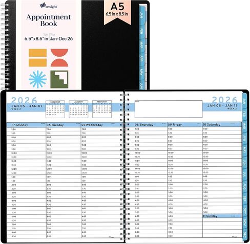 2025 كتاب المواعيد والمخطط- Ensight 8.5 × 11 بوصة ، مخطط أسبوعي كبير كل ساعة ، التقويم والجدول الزمني ، 15 دقيقة ، فحوصات زمنية ، الأعمال التجارية والمخطط الشخصي يناير 2025- ديسمبر 2025- الأزرق in Kuwait