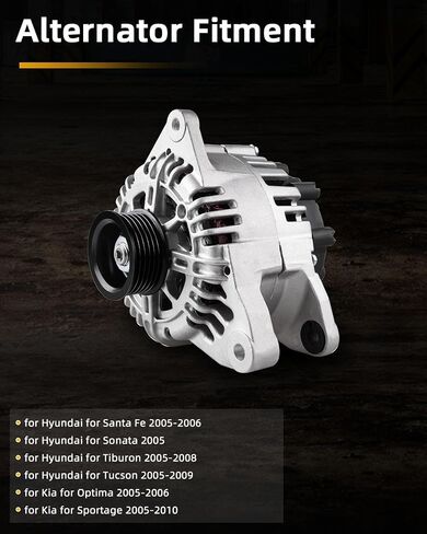 OCPTY Alternator for Hyundai for Santa Fe 2005-2006,for Hyundai for Sonata 2005,for Hyundai for Tiburon 2005-2008,for Hyundai for Tucson 2005-2009 11188 Alternator Replacement in Saudi Arabia