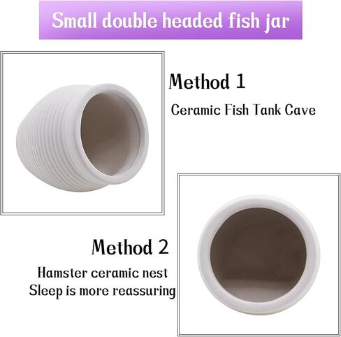 Betta Fish Tank Accessories Decor Hideaway Landscape Ceramic Jar Ornament Aquarium Decorations Shrimp Shelter Cave Hideout for Amano Cichlid Bonsai to Spawn (Large) in Kuwait