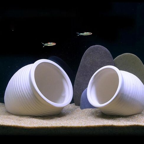 Betta Fish Tank Accessories Decor Hideaway Landscape Ceramic Jar Ornament Aquarium Decorations Shrimp Shelter Cave Hideout for Amano Cichlid Bonsai to Spawn (Large) in Kuwait