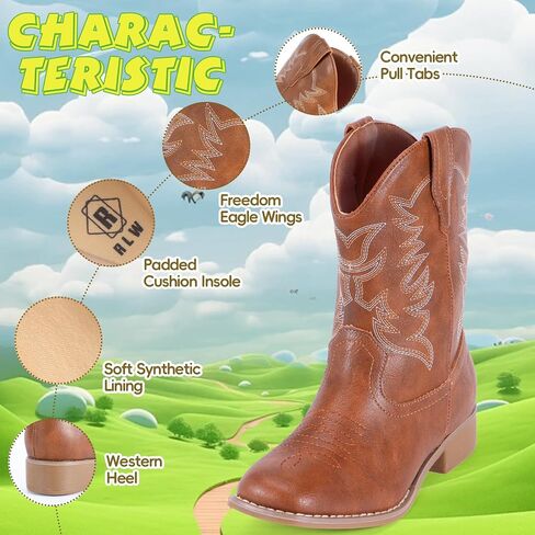 RLW Boys Cowboy Boots for Kids, Square Toe Western Cowgirl Boot for Girls Toddler/Little/Big Kid in Saudi Arabia