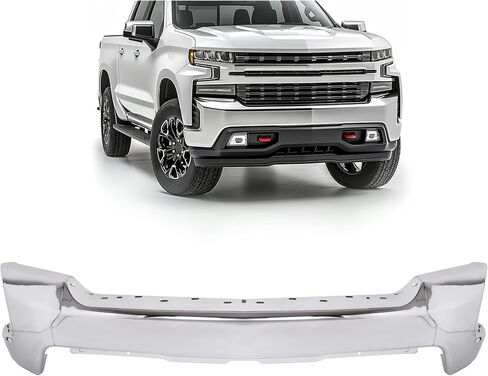 Kuafu Pront Pumper Pace Bar متوافق مع 2019-2022 Chevy Silverado 1500 غلاف المصد الأمامي مع ثقوب مستشعر مساعدة Park Park Preship for GM1002874 ، 84588809 الصلب كروم 3pcs in Kuwait