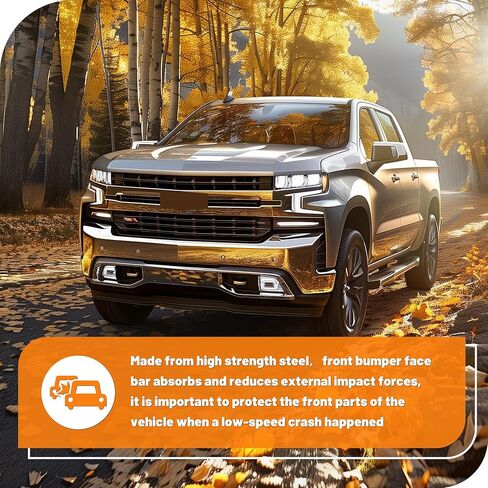 Kuafu Pront Pumper Pace Bar متوافق مع 2019-2022 Chevy Silverado 1500 غلاف المصد الأمامي مع ثقوب مستشعر مساعدة Park Park Preship for GM1002874 ، 84588809 الصلب كروم 3pcs in Kuwait