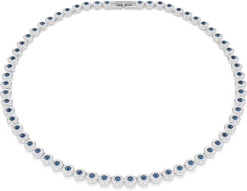 Swarovski Una Angelic Tennis necklace, Round cut, Blue, Rhodium plated in Saudi Arabia