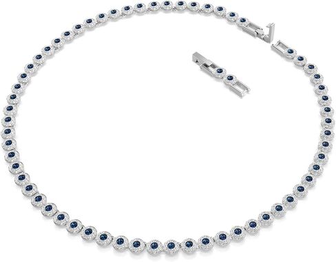 Swarovski Una Angelic Tennis necklace, Round cut, Blue, Rhodium plated in Saudi Arabia