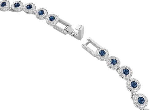 Swarovski Una Angelic Tennis necklace, Round cut, Blue, Rhodium plated in Saudi Arabia