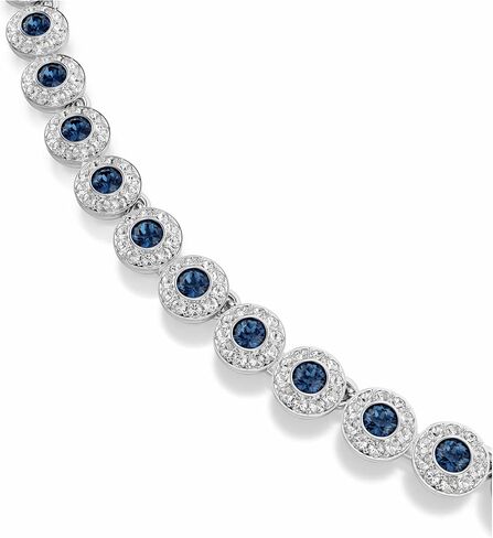 Swarovski Una Angelic Tennis necklace, Round cut, Blue, Rhodium plated in Saudi Arabia