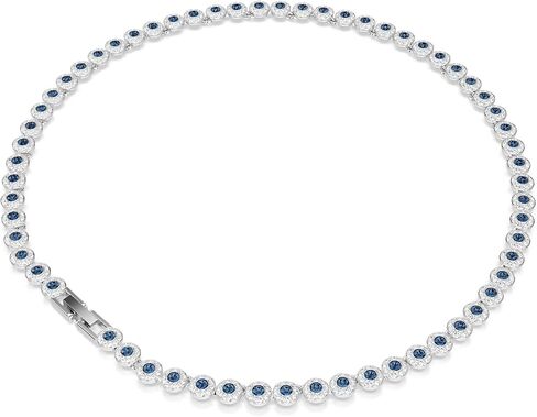Swarovski Una Angelic Tennis necklace, Round cut, Blue, Rhodium plated in Saudi Arabia