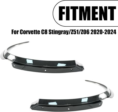 2pcs تقلب العجلة الخلفية لكورفيت C8 2020-2024 Stingray/Z51/Z06 Fender Fender Extensions (أسود لامع) in Saudi Arabia