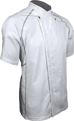Men's Clinton Custom Embroidered Snap Front Short Sleeve Chef Coat in Saudi Arabia