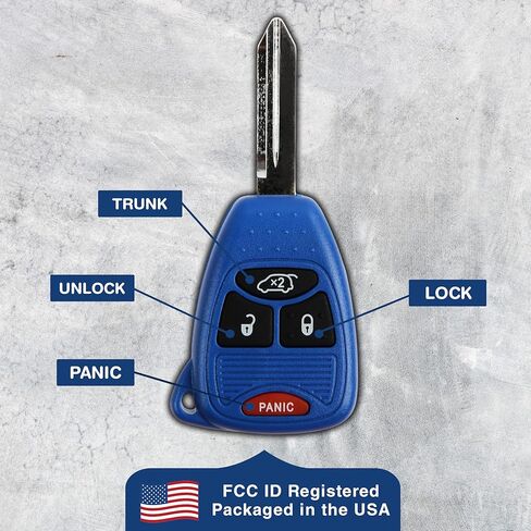 KeylessOption Key Fob for 2004 2005 2006 2007 2008 2009 2010 2011 2012 2013 2014 2015 2016 Chrysler 300 Dodge Durango Ram Jeep Cherokee Remote, 4-Button OHT692427AA, Programming Guide Included in Saudi Arabia