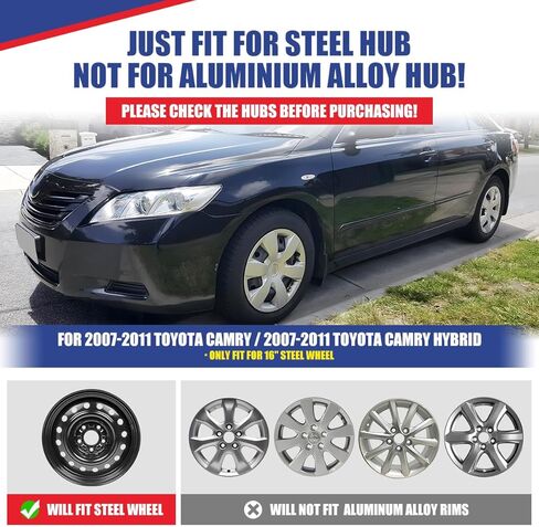 NIXON OFFROAD 16 Inch Hubcaps for Toyota Camry (Including for Hybrid) 2007-2011 [Only Fit Steel Wheel] Wheel Rim Cover (Set of 4) ABS+PC Hub Caps Replacement for Car (Chrome, 5091GStyle) in Saudi Arabia