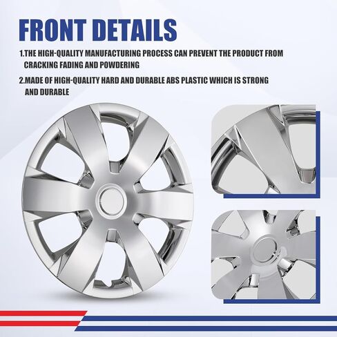 NIXON OFFROAD 16 Inch Hubcaps for Toyota Camry (Including for Hybrid) 2007-2011 [Only Fit Steel Wheel] Wheel Rim Cover (Set of 4) ABS+PC Hub Caps Replacement for Car (Chrome, 5091GStyle) in Saudi Arabia