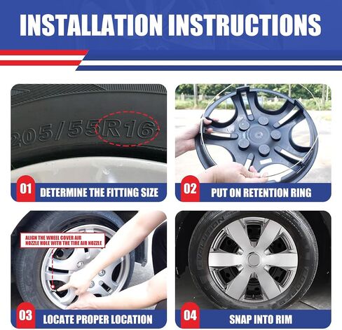 NIXON OFFROAD 16 Inch Hubcaps for Toyota Camry (Including for Hybrid) 2007-2011 [Only Fit Steel Wheel] Wheel Rim Cover (Set of 4) ABS+PC Hub Caps Replacement for Car (Chrome, 5091GStyle) in Saudi Arabia