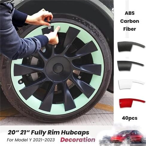 غطاء محور الفلورسنت 20 بوصة متوافق مع طراز تسلا Y 2021-2023 التعريفي 21 "Uberturbine Wheel Rim حماة ABS بغطاء عجلات (1Set 21 أحمر) in Saudi Arabia