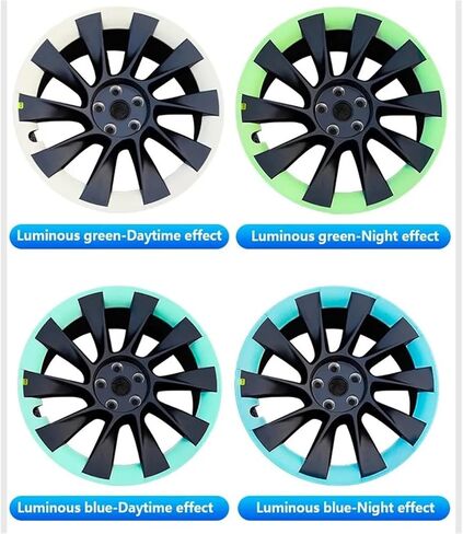 غطاء محور الفلورسنت 20 بوصة متوافق مع طراز تسلا Y 2021-2023 التعريفي 21 "Uberturbine Wheel Rim حماة ABS بغطاء عجلات (1Set 21 أحمر) in Saudi Arabia