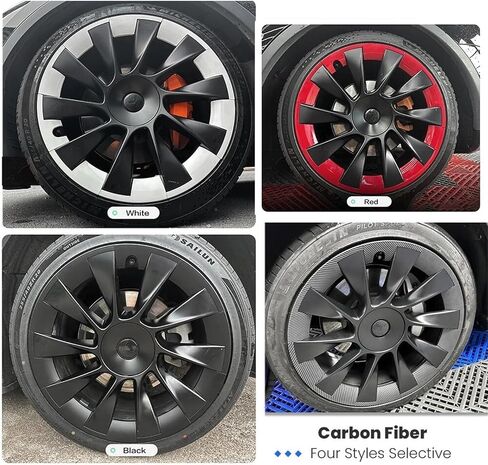 غطاء محور الفلورسنت 20 بوصة متوافق مع طراز تسلا Y 2021-2023 التعريفي 21 "Uberturbine Wheel Rim حماة ABS بغطاء عجلات (1Set 21 أحمر) in Saudi Arabia