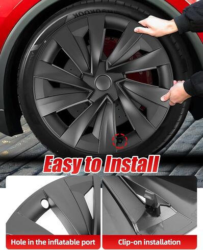 طراز Y Wheel Covers 19 بوصة ، 19 بوصة CENTER CENT CAP KIT متوافقة مع Tesla Model Y Juniper Matte Black (19 بوصة طراز Y Juniper) in Kuwait