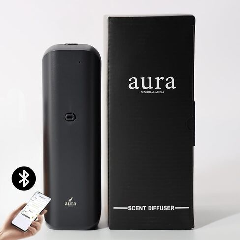 Aura Bluetooth Plug-in Plugfuser-Diffuser-Smart Waterless Presuser for Home أو Office أو Retail-يغطي 500 قدم مربع ، زجاجة 100 مل ، عطر قابل للتعديل ، عينة مجانية (أبيض) in Kuwait