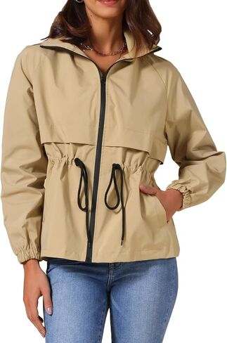 Allegra K Women's Zip Front Windbreaker with Hood Lightweight Outdoor Hiking Hooded Jacket in Saudi Arabia