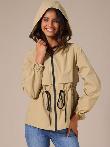 Allegra K Women's Zip Front Windbreaker with Hood Lightweight Outdoor Hiking Hooded Jacket in Saudi Arabia