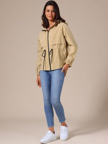 Allegra K Women's Zip Front Windbreaker with Hood Lightweight Outdoor Hiking Hooded Jacket in Saudi Arabia