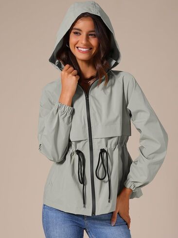Allegra K Women's Zip Front Windbreaker with Hood Lightweight Outdoor Hiking Hooded Jacket in Saudi Arabia