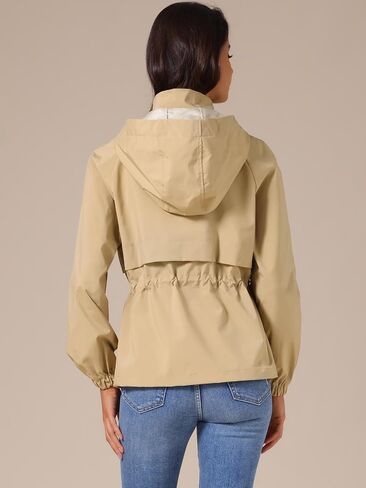 Allegra K Women's Zip Front Windbreaker with Hood Lightweight Outdoor Hiking Hooded Jacket in Saudi Arabia