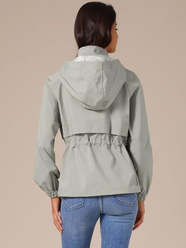 Allegra K Women's Zip Front Windbreaker with Hood Lightweight Outdoor Hiking Hooded Jacket in Saudi Arabia