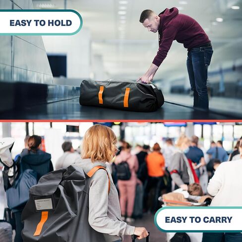 حقيبة عربة أطفال برامبل كبيرة جدًا للطائرة - حقيبة تخزين عربة الأطفال (أسود، 47 بوصة، 600D أكسفورد مقاومة للماء) - حقيبة سفر مزدوجة لعربة الأطفال للطائرة، غطاء عربة أطفال للسفر الجوي in Kuwait
