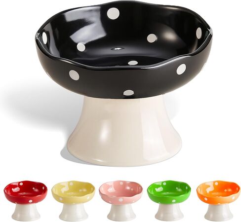 Pink and Blue Mushroom Cat Bowl Set,2PCS Elevated Ceramic Bowls for Cats in Saudi Arabia