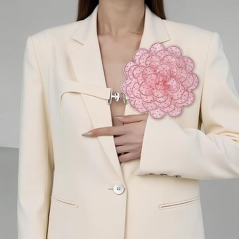 Rose Flower Brooch and Pins, Handmade Floral Hair Clips, Large Bright Yarn Fabric Flowers Brooches Accessories for Women in Saudi Arabia