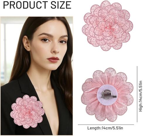 Rose Flower Brooch and Pins, Handmade Floral Hair Clips, Large Bright Yarn Fabric Flowers Brooches Accessories for Women in Saudi Arabia