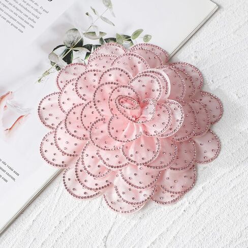 Rose Flower Brooch and Pins, Handmade Floral Hair Clips, Large Bright Yarn Fabric Flowers Brooches Accessories for Women in Saudi Arabia