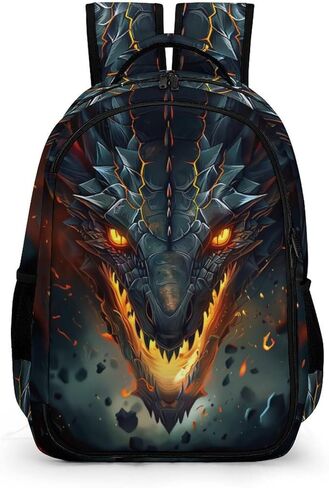 حقائب الظهر الأولاد ، طباعة التنين ، Black Fire Dragon Dragon في حقيبة الظهر الحمم البركانية للبنين ، الأطفال Cool Dragon Backpack ، حقائب الظهر المحمولة للأطفال ، 16.5 بوصة in Kuwait