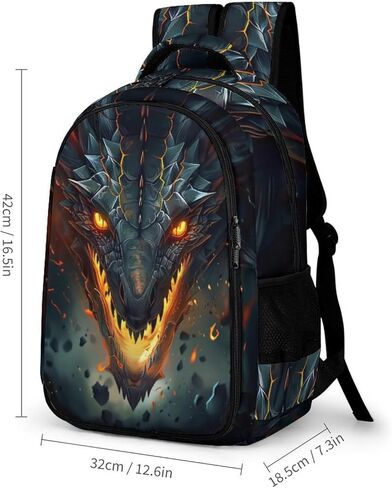 حقائب الظهر الأولاد ، طباعة التنين ، Black Fire Dragon Dragon في حقيبة الظهر الحمم البركانية للبنين ، الأطفال Cool Dragon Backpack ، حقائب الظهر المحمولة للأطفال ، 16.5 بوصة in Kuwait