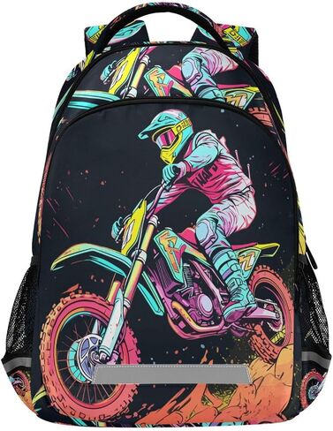 Motocross Potorcycle Race Race Backpack 3rd 4th Screen School School Cofbags Travel Labtop Daypack Bag for Boys Girls in Kuwait