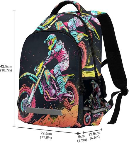 Motocross Potorcycle Race Race Backpack 3rd 4th Screen School School Cofbags Travel Labtop Daypack Bag for Boys Girls in Kuwait
